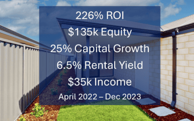 WA Case Study 226% ROI ($135k Equity) | 25% Capital Growth | 6.5% Rental Yield  April 22 – Dec 23